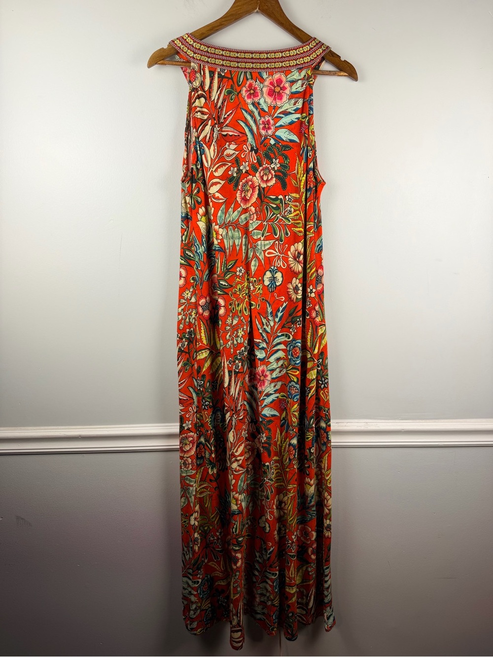 Soft Surroundings Onani Maxi Dress Vermillion Red Floral Sleeveless size small - Picture 6 of 6